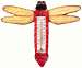 Red Dragonfly Small Window Thermometer