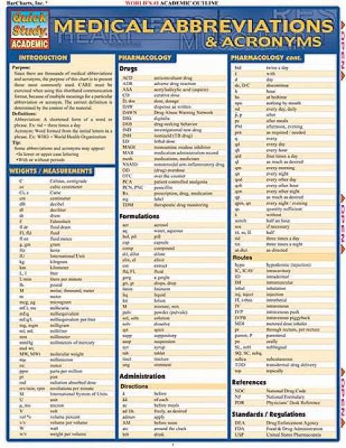 Quick Study Guides: Medical Abbreviations