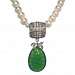 Pearl Necklace with Green Pendant